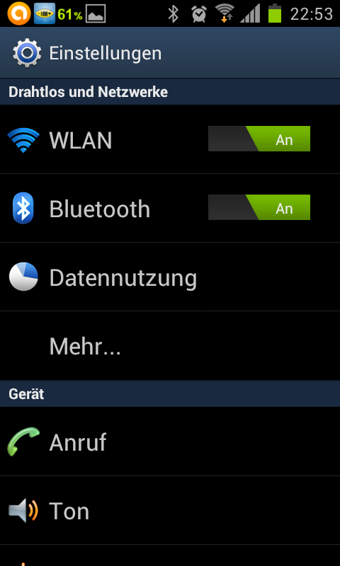 Menu - Einstellungen